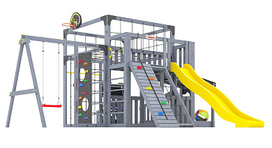 детская деревянная площадка савушка куб-5 серый для дачи