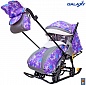 Санки-коляска Snow Galaxy Luxe Елки на больших мягких колесах+сумка+муфта