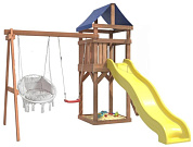 детская деревянная площадка igrowoods классик дкп-10 с качелями лодочка и подвесным креслом с подушкой крыша тент