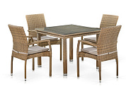 комплект плетеной мебели афина-мебель t257b/y379b-w65 light brown (4+1)