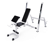 скамья dfc gorilla 201321w белая со стойками под штангу и партой для бицепса