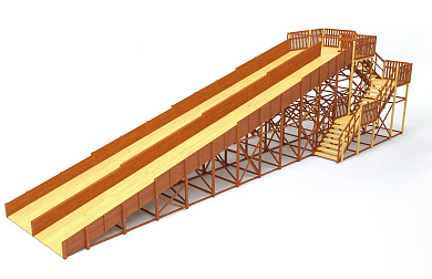 деревянная зимняя горка савушка зима 12 с двумя скатами по 18 метров