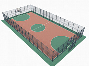 ограждение 15009 для спортивной площадки 15x30м с воротами для минифутбола и баскетбольным щитом