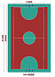Ограждение разноуровневое 15008 для спортивной площадки 15x30 м с воротами для минифутбола и баскетбольным щитом