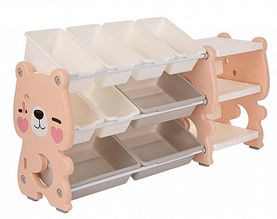 стеллаж для игрушек с ящиками pituso медвежонок pink 