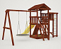 Детская деревянная площадка Савушка Мастер 3 Махагон с качелями-гнездом 100
