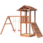 Детская деревянная площадка Можга 3 СГ3-Р912 c широким скалодромом и качелями крыша дерево