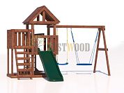 детская деревянная площадка custwood junior color jc5 с деревянной крышей для дачи
