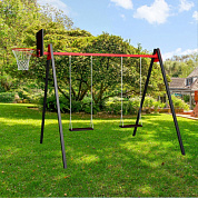 уличные качели sv sport maxi ук152.1к рама 3 метра + качели деревянные на цепях 2 шт + баскетбольный щит