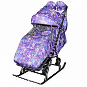 санки-коляска snow galaxy kids-3-1 ёлки на фиолетовом на больших колесах