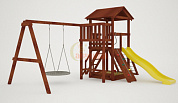 детская деревянная площадка савушка мастер 2 махагон с качелями-гнездом 100