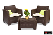 комплект мебели b:rattan nebraska terrace set стол+2 стула венге уличный