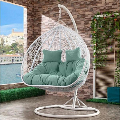 подвесное кресло афина-мебель afm-109a white/green