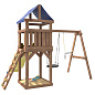 Детская деревянная площадка IgroWoods Классик ДКП-14 с трапецией и качелями гнездо 60 см крыша тент