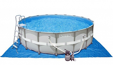 бассейн каркасный intex ultra frame 28336, 549х132см, 26423л, комбинированный фильтр-насос, лестница,тент, подстилка, набор для чистки, волейбольная сетка