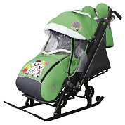 санки-коляска snow galaxy kids 1-2 зелёный три медведя на больших колесах+сумка+варежки