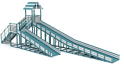 деревянная зимняя горка савушка зима 9.2 индиго с крышей и двумя скатами 11,8 и 6,2 метра