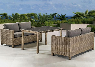 комплект плетеной мебели афина-мебель t256b/s59b-w65 light brown