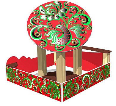 песочница хохлома у3 п093 с крышей для детской площадки