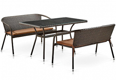 комплект плетеной мебели афина-мебель t286a/s139a-w53 brown