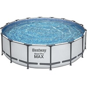 бассейн каркасный bestway steel pro max 5612z 488х122см, 19480л, фильтр-насос 5678л/ч, лестница, тент