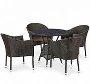 комплект плетеной мебели афина-мебель t707ans/y350-w53 4pcs brown