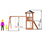 Детская деревянная площадка Можга 3 СГ3-Р912-тент c широким скалодромом и качелями крыша тент