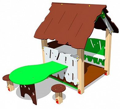 детский игровой домик хижина со столиком им114 для улицы