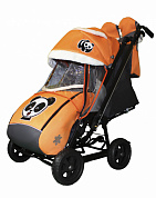 санки-коляска snow galaxy city-2 на больших колёсах ева панда на оранжевом