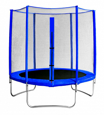 батут  кмс trampoline 8 футов с защитной сеткой синий