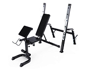 скамья dfc gorilla 201321b черная со стойками под штангу и партой для бицепса