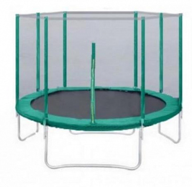батут  кмс trampoline 12 футов с защитной сеткой зеленый