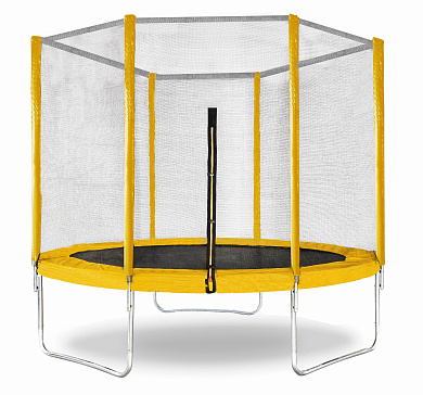 батут  кмс trampoline 10 футов с защитной сеткой желтый