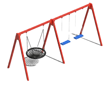 качели хит двойные с крепежами для трех подвесов металлические для дачи