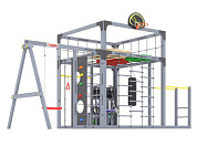 детская деревянная площадка савушка куб-6 серый с подушками для дачи