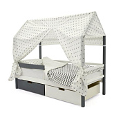 крыша текстильная бельмарко для кровати-домика svogen звезды графит