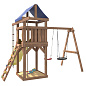 Детская деревянная площадка IgroWoods ДП-3 с качелями лодочка и гнездом 60 см крыша тент
