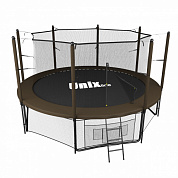 батут unix  line black&brown 12 ft inside с защитной сеткой и лестницей