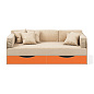 Одноярусная кровать Seven dreams Belden цвет дуб млечный оранжевый с ящиками