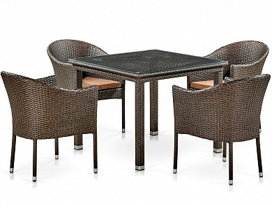 комплект плетеной мебели афина-мебель t257a/y350a-w53 4pcs brown
