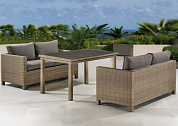 комплект плетеной мебели афина-мебель t256b/s59b-w65 light brown