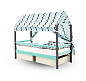 Крыша текстильная Бельмарко для кровати-домика Svogen зигзаги, графит, бирюза, серый