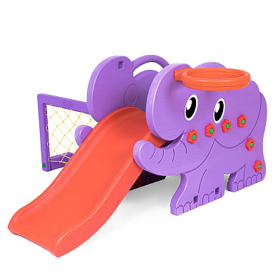 детская горка happy box 706-b elephant slite с баскетбольным кольцом футбольными воротами