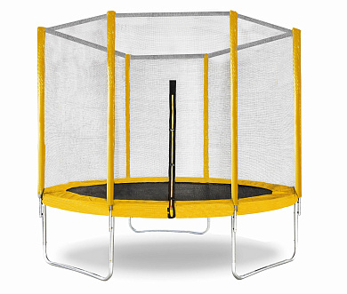 батут  кмс trampoline 8 футов с защитной сеткой желтый