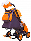 Санки-коляска SNOW GALAXY City-1 Панда на оранжевом на больших колёсах Ева
