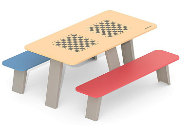 стол со скамьями romana 302.35.00-01 шахматы с рисунком для детской площадки