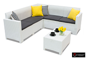 комплект мебели b:rattan nebraska corner set диван+столик белый уличный