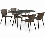 комплект плетеной мебели афина-мебель t286a/y137c-w53 brown (4+1)